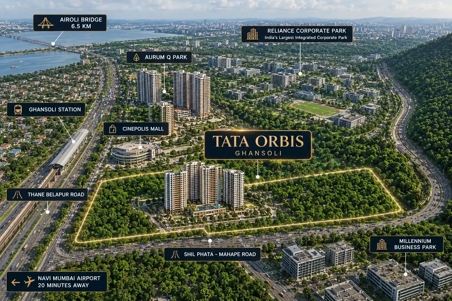 Tata Orbis Ghansoli Location & Connectivity Map